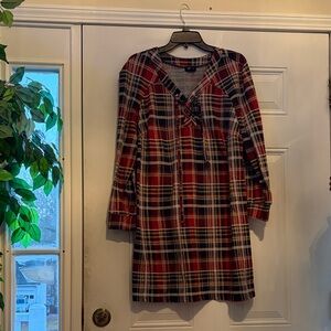 Tacera Red and Black Plaid Dress